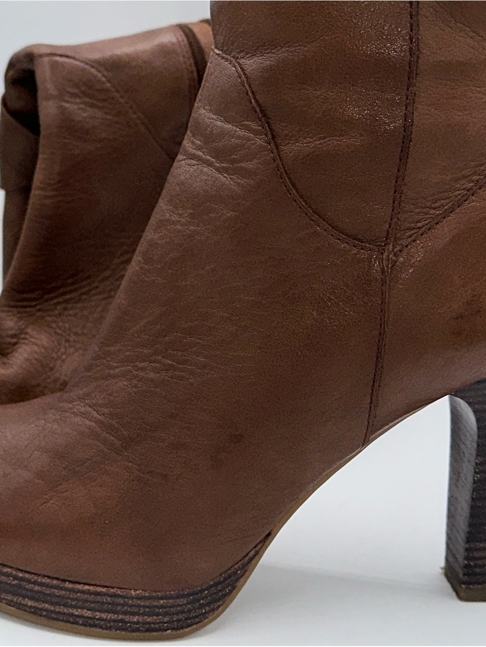 UGG Jardin brown leather mid-calf platform boots High Heel Size 9 AA27 - Picture 6 of 7